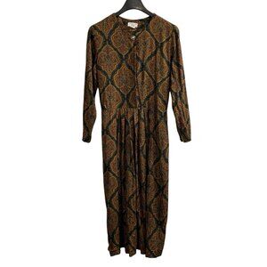 Vintage Harvest Time Maxi Dress Dark Floral Paisley Cottagecore Prairie Grunge